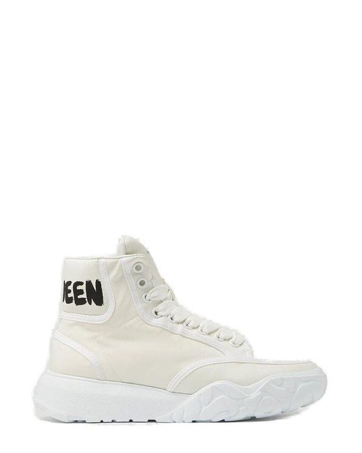 Alexander McQueen Synthetic Court Graffiti Logo High-top Sneakers in White | Lyst UK