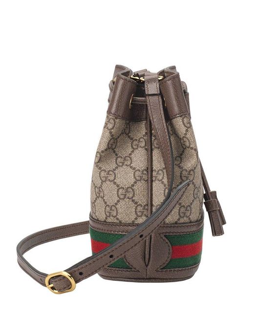 Gucci Brown Ophidia Mini GG Supreme Canvas & Leather Bucket Bag