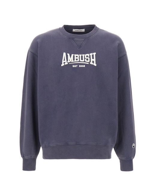 Ambush Blue Logo Embroidered Crewneck Sweatshirt for men