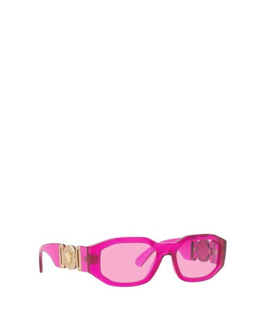 Versace Eyewear Rectangular Frame Sunglasses in Pink | Lyst