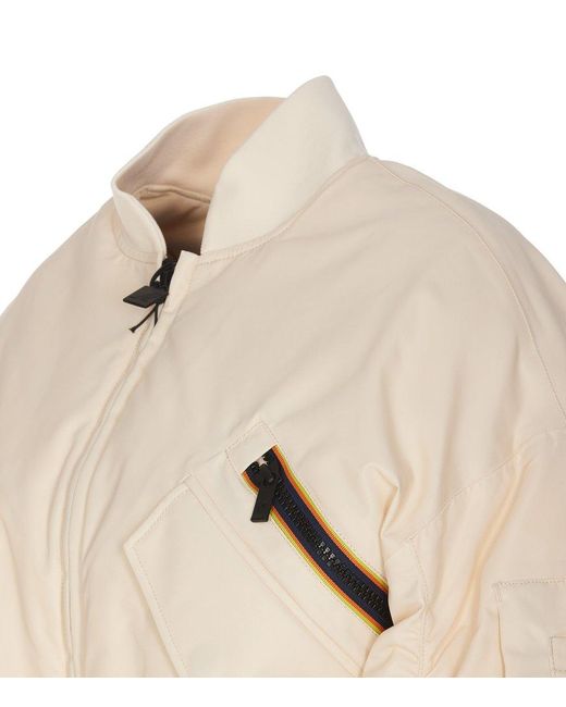 K-Way Natural Long Sleeved Zipped Padded Bomber Jacket