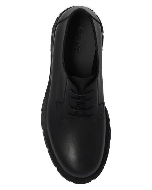 Versace Black Almond Toe Lace-up Chunky-sole Shoes for men