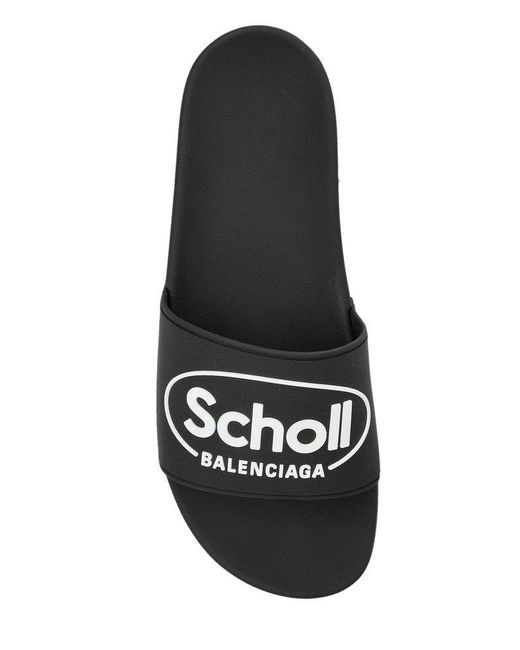 Balenciaga Black X Scholl Pool Slides for men