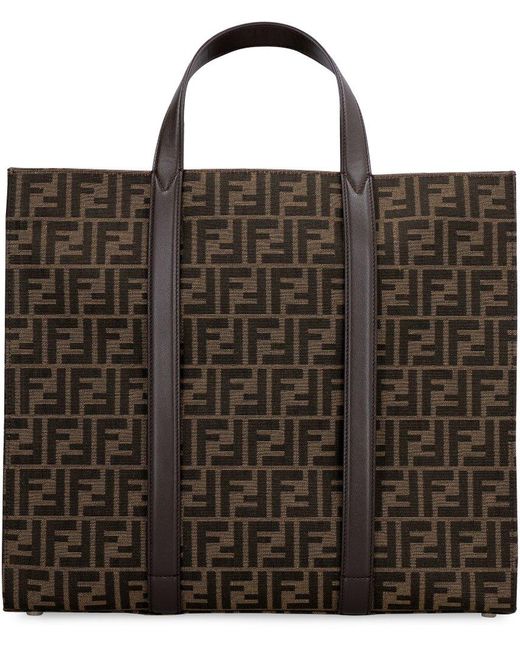 Fendi Black Jacquard Fabric Tote for men