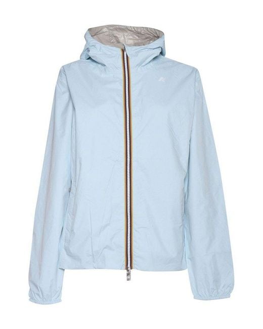 K-Way Blue Reversible Hooded Zip-Up Jacket