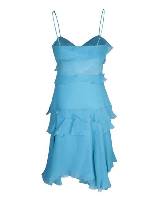Ermanno Scervino Blue Ruffled Chiffon Dress