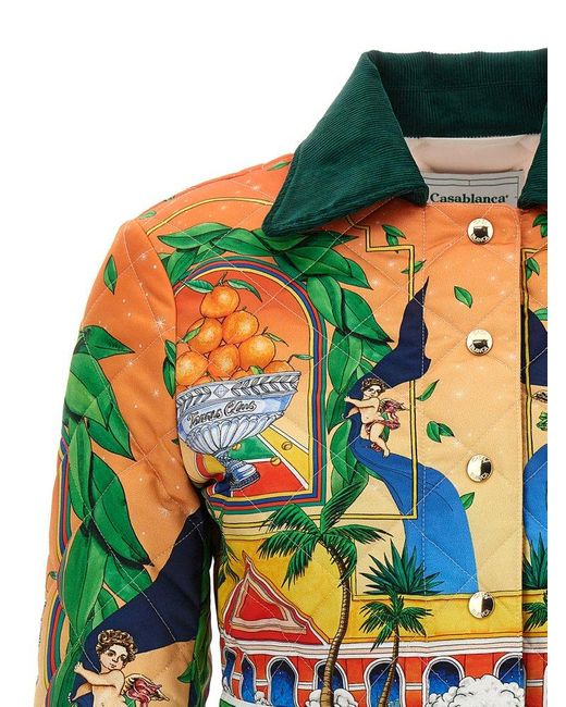 Casablancabrand Black Triomphe D'orange Quilted Cropped Jacket