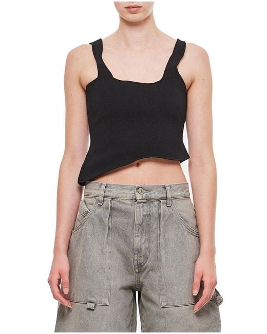 Christopher Esber Encircled Edge Cropped Tank Top in Black | Lyst