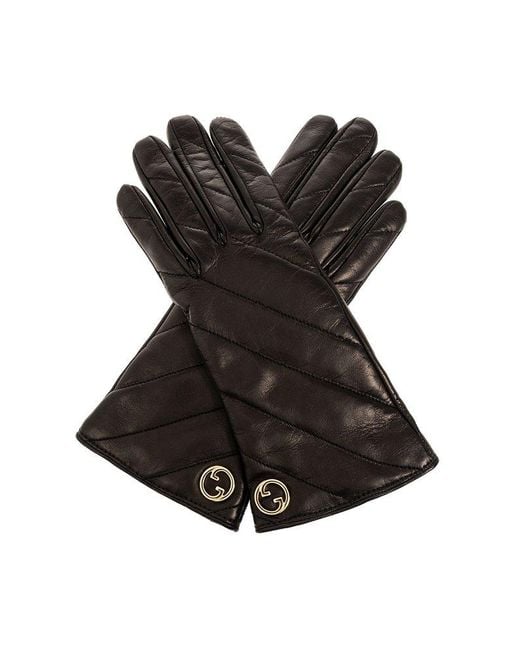 Gucci Black Leather Gloves,