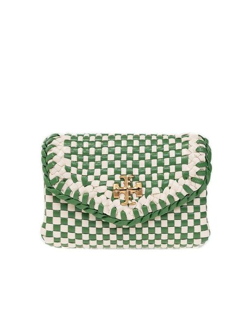 Tory Burch Green Leather Card Holder With Logo