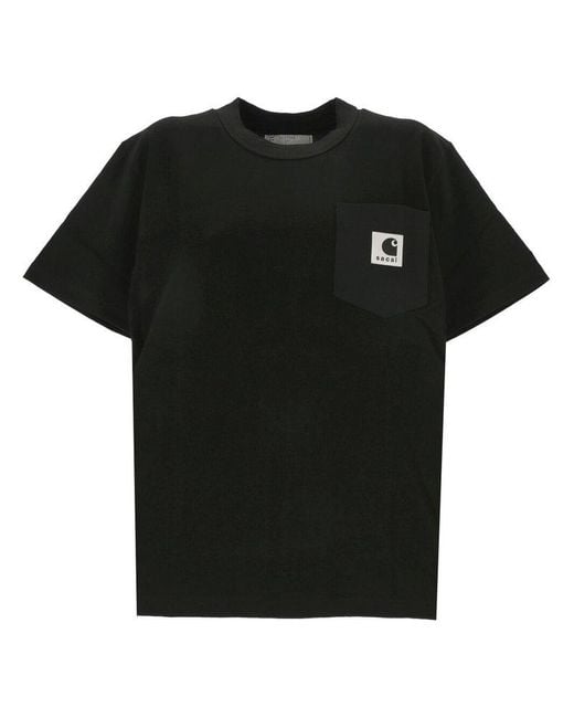 Sacai Black X Carhartt Wip Logo Patch Crewneck T-shirt