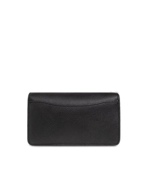 COACH Black Leather Logo Chained Clutch Bag.