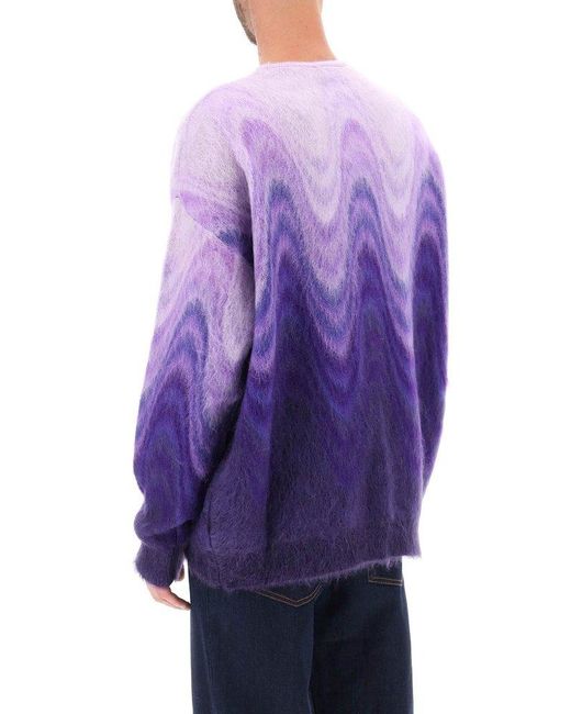 Etro Purple Swirl-printed Crewneck Brushed Jumper for men