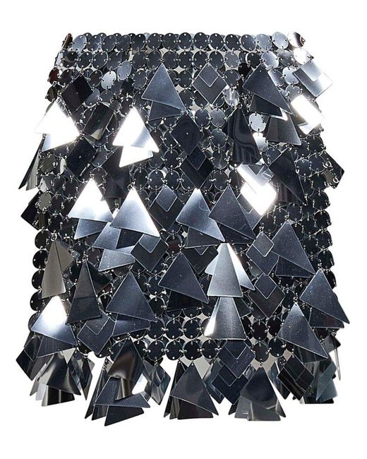 Rabanne Gray Mirror-effect Discs Embellished Mini Skirt