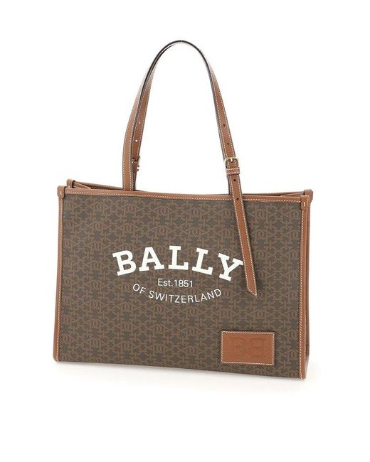 Bally Cotton Logo Print Monogram Tote Bag in Brown Lyst Canada