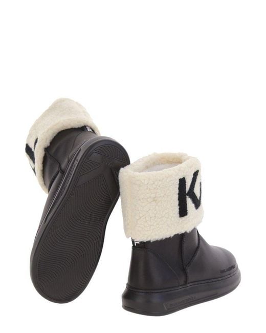 Karl Lagerfeld Black Logo Detailed Ankle Boots