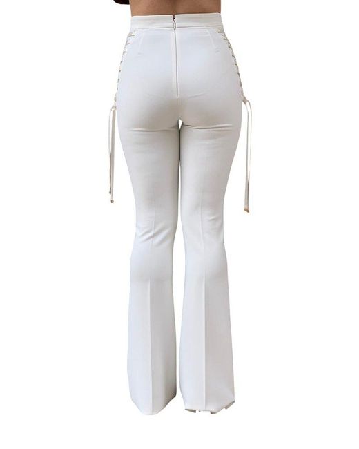 Elisabetta Franchi Gray Bell-Bottom Crêpe Trousers