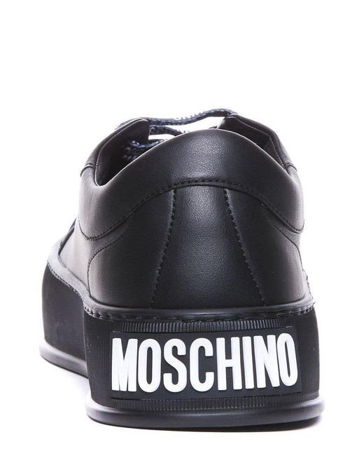 Moschino Blue Logo Embossed Low-top Sneakers for men