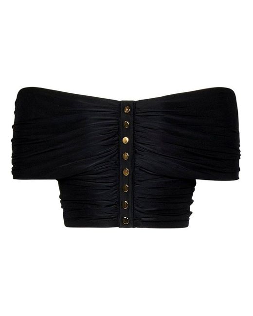 Rabanne Black Bow Detailed Cropped Top