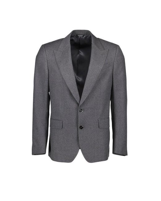 Dolce & Gabbana Gray Single-breasted Flannel Sicilia-fit Jacket for men