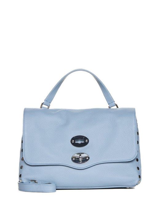 Zanellato Blue Postina Twist-Lock Top Handle Bag