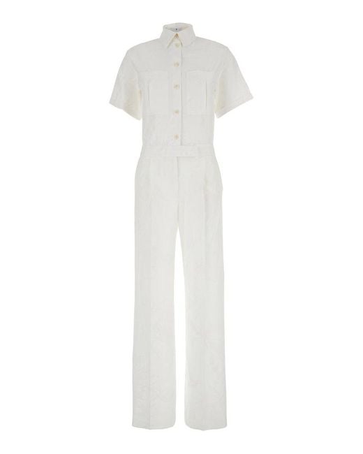 PT Torino White Jumpsuit With Chest Pockets