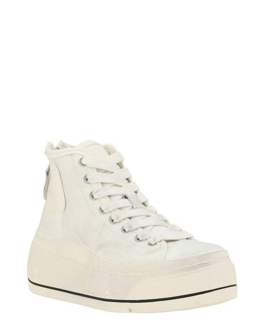 R13 White Platform High-Top Sneakers