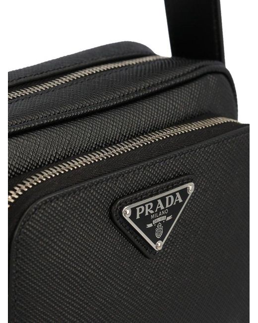 Prada White Triangle-logo Zipped Crossbody Bag for men