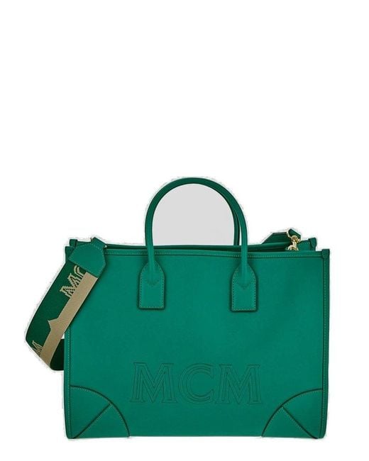 MCM Green Logo Tote Bag