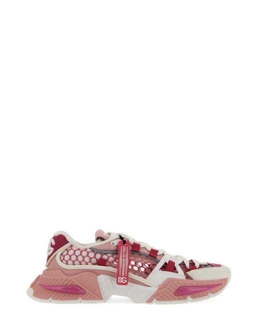 Dolce & Gabbana Airmaster Logo Tag Chunky Mesh Sneakers in Pink | Lyst