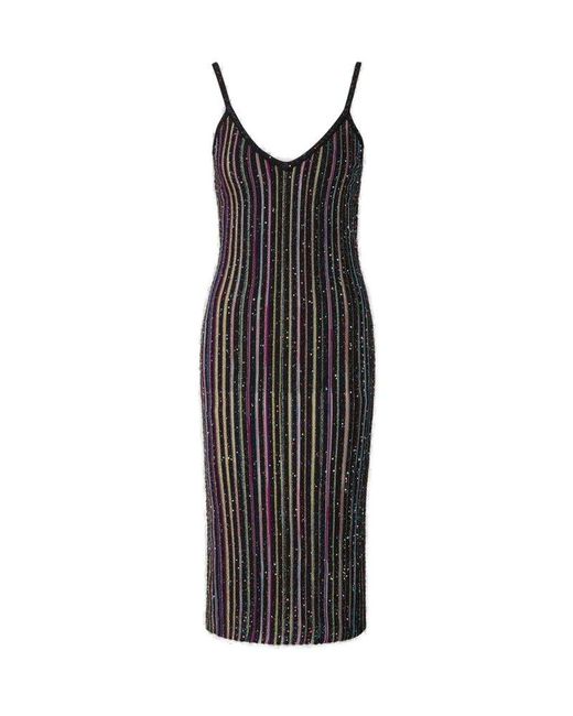 M Missoni Black Glitter Striped Dress