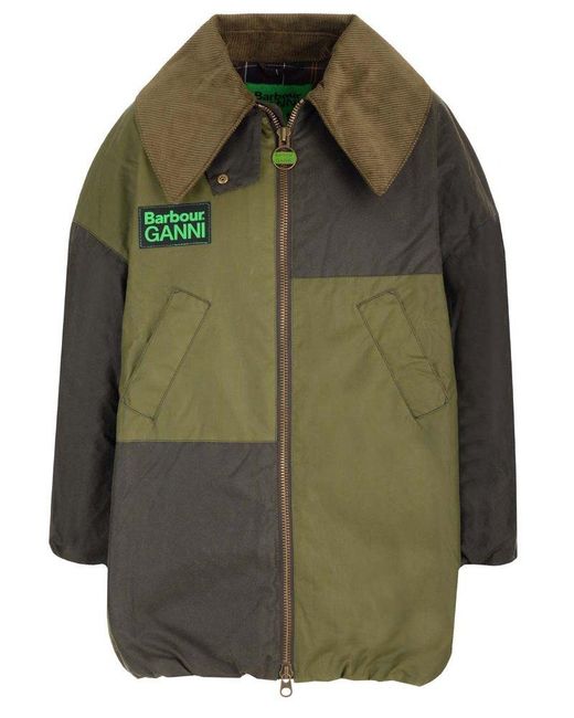 Barbour Green X Ganni Bomber Wax Jacket