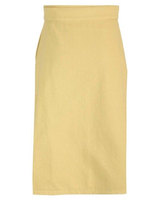 Etro Yellow Cotton Midi Skirt
