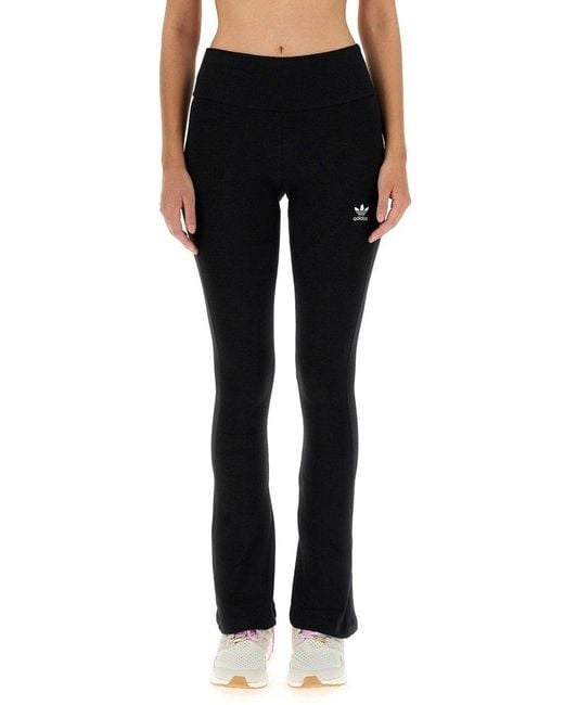Adidas Originals Black Logo-embroidered Ribbed Flared Pants