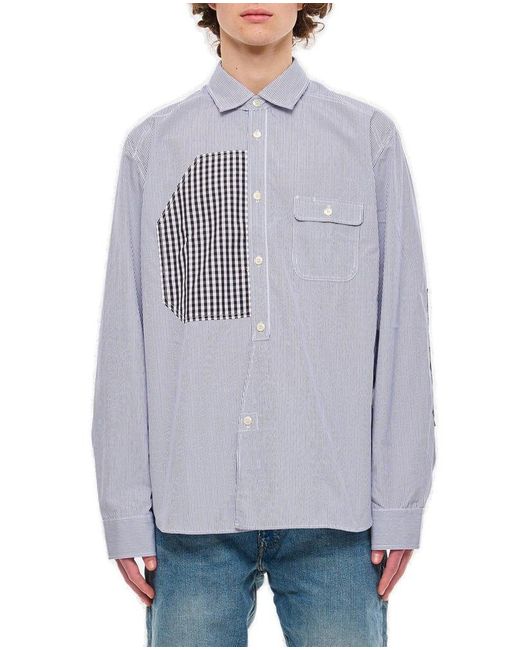 Junya Watanabe Gray Panelled Long-sleeved Shirt for men