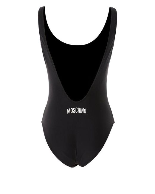 Moschino Black Slogan-printed One-piece Swimsuit