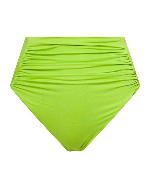 Self-Portrait High-waist Gathered Bikini Bottoms in Green | Lyst