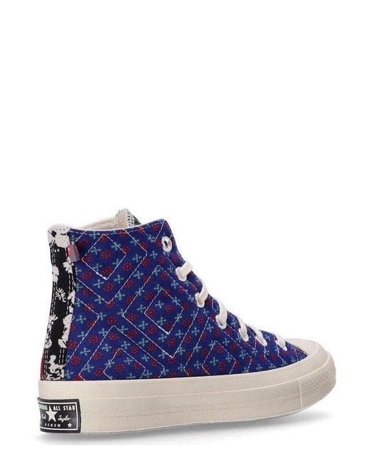 Converse Blue Upcycled Floral Chuck 70 Sneakers