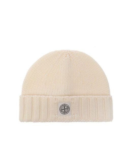 Stone Island Natural Beanie With Logo, for men