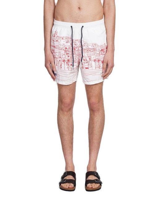 Mc2 Saint Barth Pink Gustavia Ibiza Placed Printed Swim Shorts for men