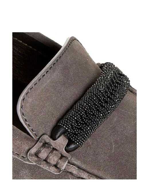 Brunello Cucinelli Brown Chain Detailed Slip On Loafers