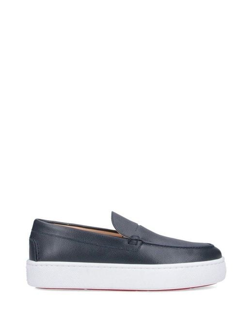 Christian Louboutin Blue Almond Toe Slip-On Sneakers for men