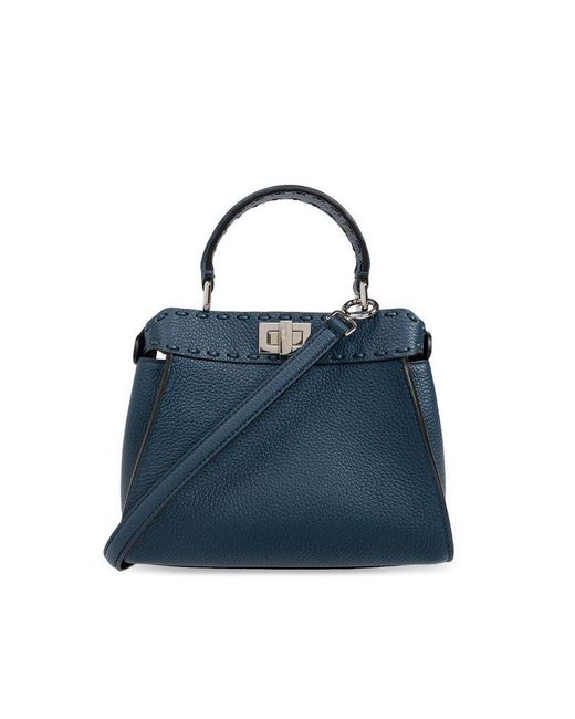 Fendi Blue Peekaboo Mini Tote Bag