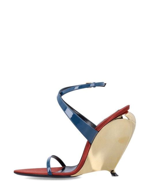 Saint Laurent Blue Tallulah Wedge Sandals