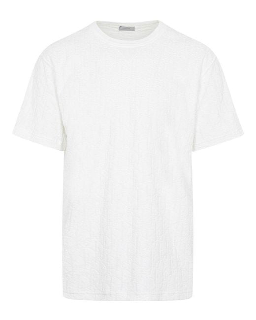 Dior White Allover Logo Crewneck T-shirt for men