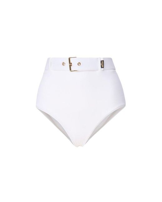 Moschino White High-Waist Belted Stretched Bikini Bottoms