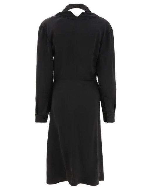 Jil Sander Black Long-sleeved A-line Cut-out Detailed Dress