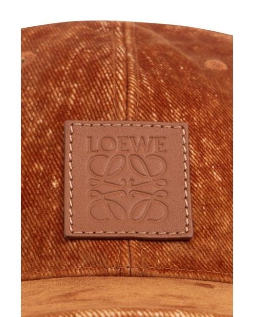 Loewe Brown Luxury Patch Cap In Flocked Denim For for men