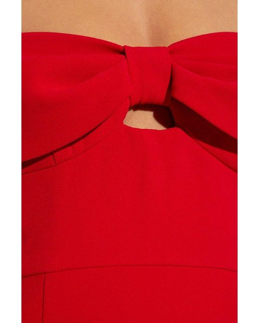 Self-Portrait Red Off The Shoulder Bow-detailed Midi Dress