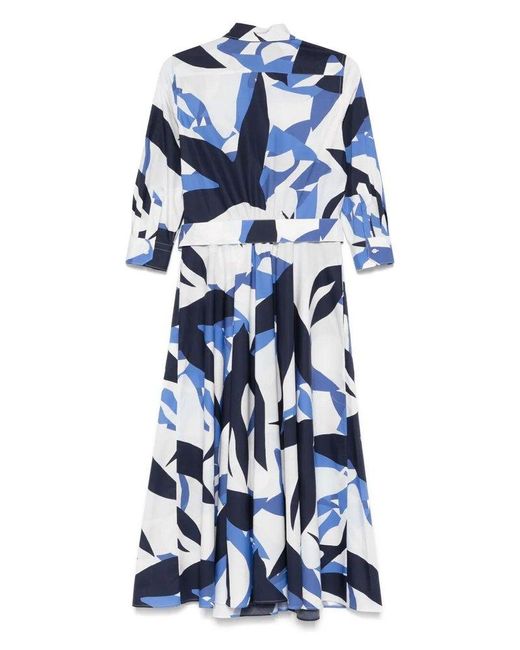 Sara Roka Blue Abstract Print Shirt Dress